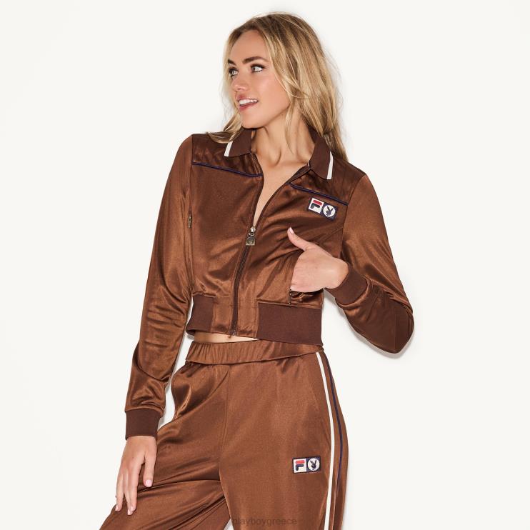Jill slim σακάκι με φερμουάρ γυναίκες Playboy x FILA καφέ FVX681093 είδη ένδυσης