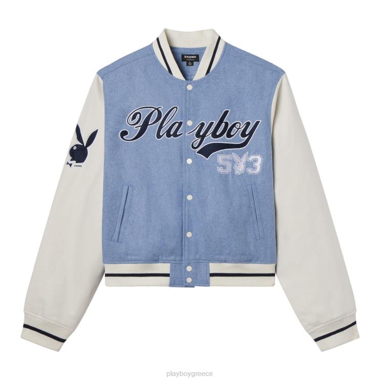 Μπουφάν τύπου masthead letterman bomber γυναίκες Playboy βροχή πλυμένη FVX681098 είδη ένδυσης