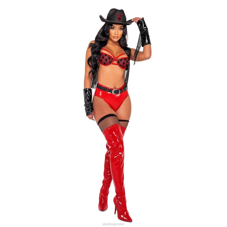 buckaroo cowgirl - σετ 5 τμχ γυναίκες Playboy μαύρο κόκκινο FVX681364 είδη ένδυσης