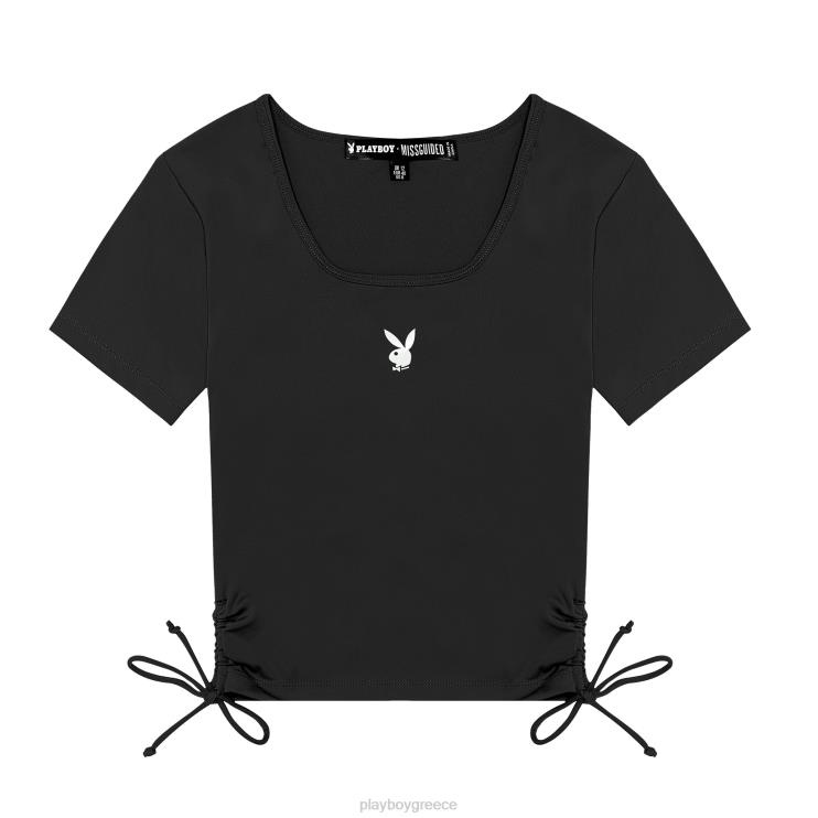ενεργό crop top με τετράγωνο λαιμό γυναίκες Playboy μαύρος FVX681041 είδη ένδυσης
