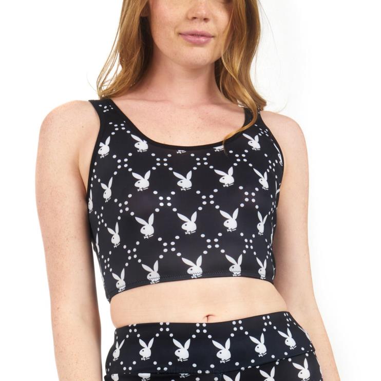 κουνέλι κεφάλι cropped racer tank γυναίκες Playboy μαύρος FVX681030 είδη ένδυσης