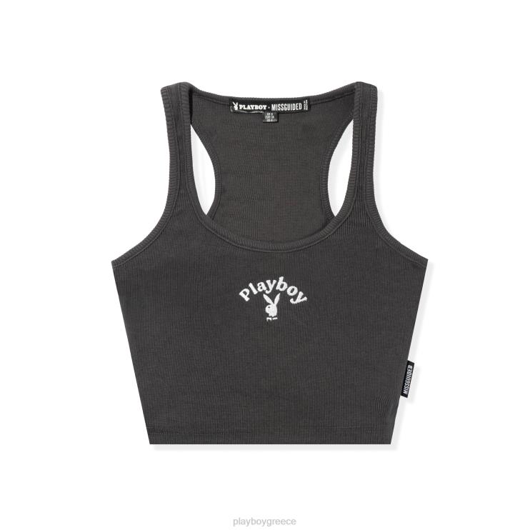κλασικό cropped racer tank γυναίκες Playboy μαύρος FVX681038 είδη ένδυσης