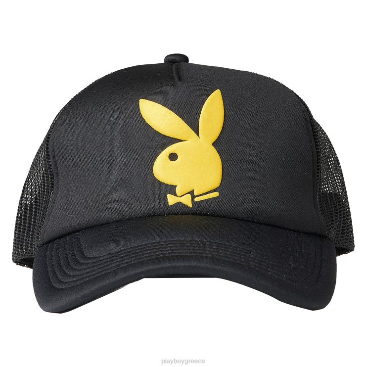 καπέλο φορτηγατζή λαγουδάκι άνδρες Playboy x Pleasures μαύρος FVX68738 αξεσουάρ