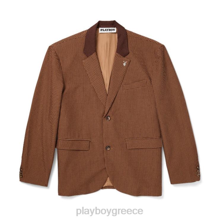 blazer houndstooth άνδρες Playboy καφέ FVX68455 είδη ένδυσης