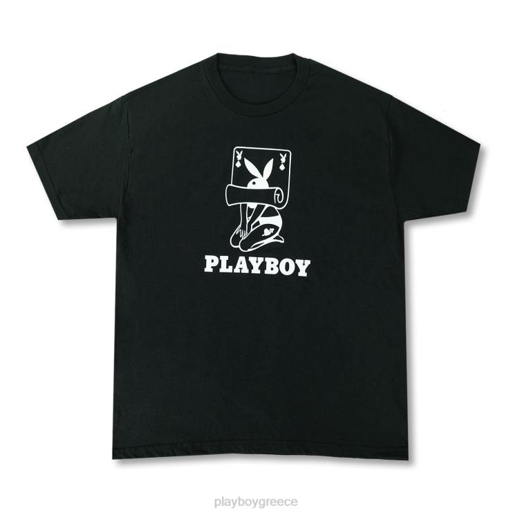 μπλουζάκι με κυλιόμενες κάρτες άνδρες Playboy μαύρος FVX6893 είδη ένδυσης