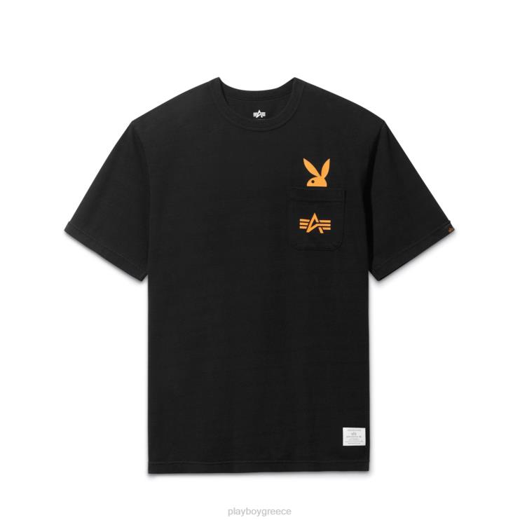 Παίξτε για πάντα μπλουζάκι τσέπης άνδρες Playboy x Alpha Industries μαύρος FVX68171 είδη ένδυσης