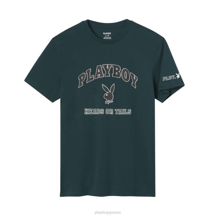 T-shirt με κεφάλι ή ουρά άνδρες Playboy πράσινος FVX68308 είδη ένδυσης