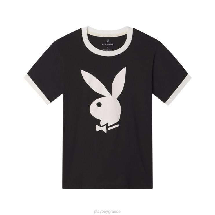 κλασικό ringer t-shirt άνδρες Playboy μαύρος FVX68125 είδη ένδυσης