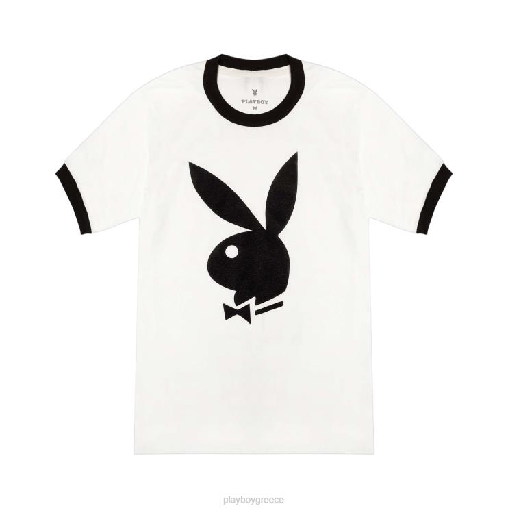 κλασικό ringer t-shirt άνδρες Playboy άσπρο FVX68126 είδη ένδυσης