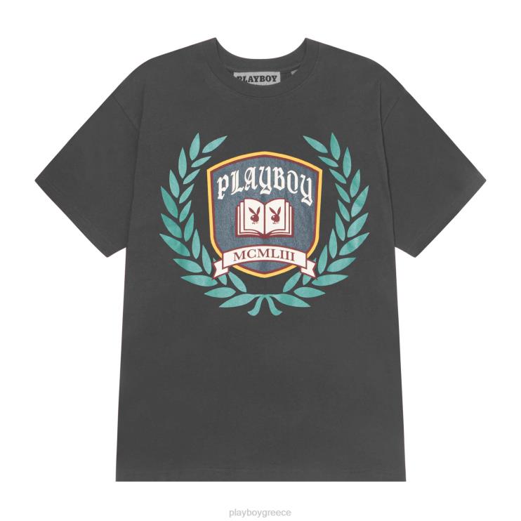 t-shirt ivy league άνδρες Playboy μαύρος FVX68296 είδη ένδυσης